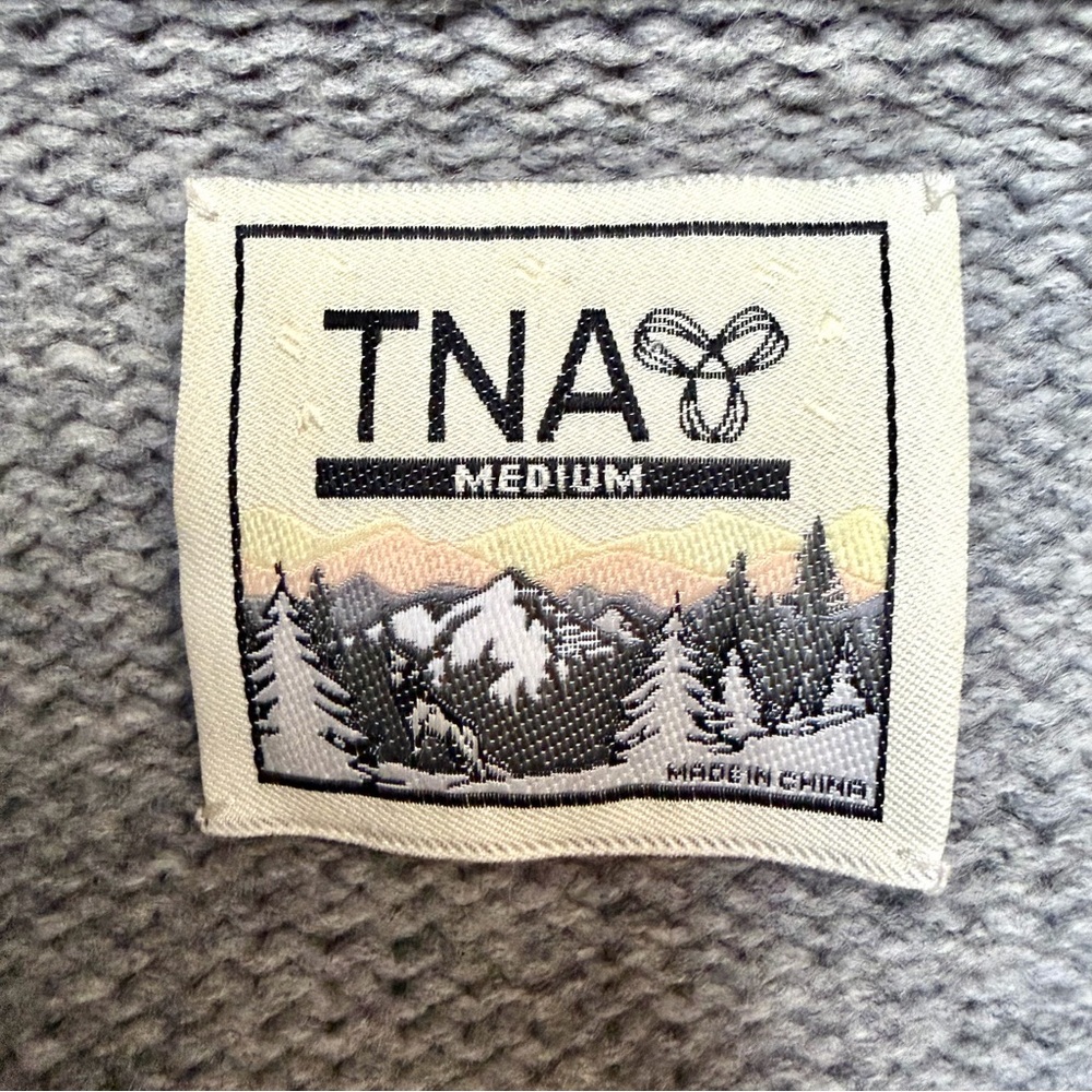TNA 100% Lambswool Deer Fair Isle Zip Cardigan Sweater Medium Grey Nordic Cabin - Picture 7 of 15